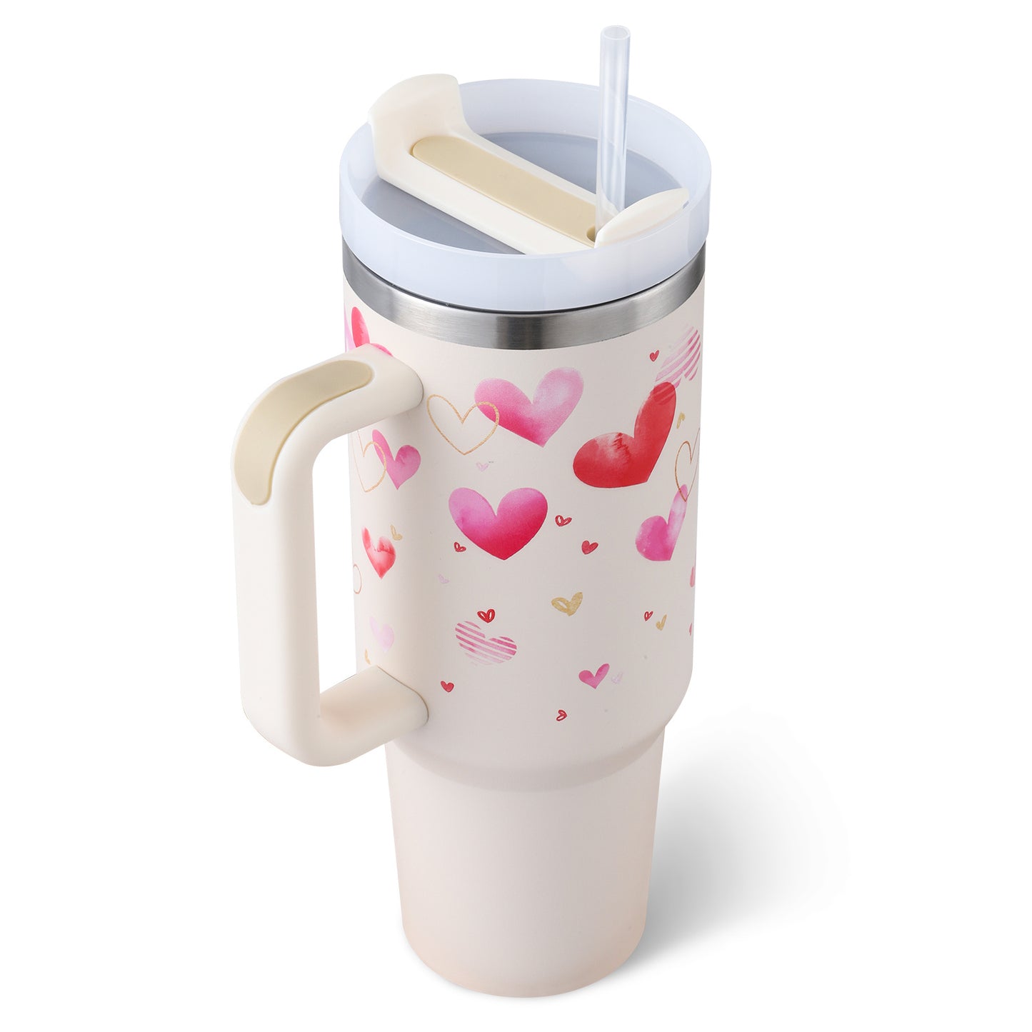 Tazza Termica 40 Oz con Manico e Cannuccia – Acciaio Inox, Spill-Proof, Isolata Sottovuoto, Perfetta per Caffè, Viaggi, Palestra e Ufficio