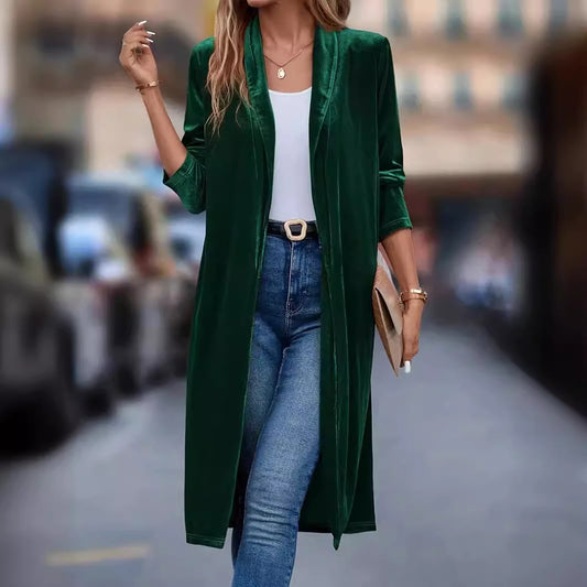 Cappotto Donna in Velluto a Coste – Scollo a V, Vestibilità Slim, Lunghezza Media