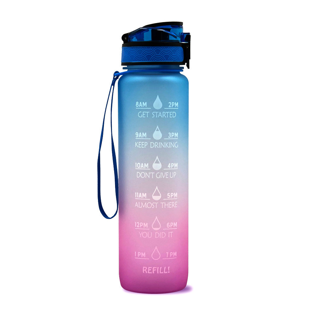 Borraccia Motivazionale 1L in Tritan con Indicatore Orario – Tappo a Scatto, Antiperdita, Ideale per Sport e Fitness