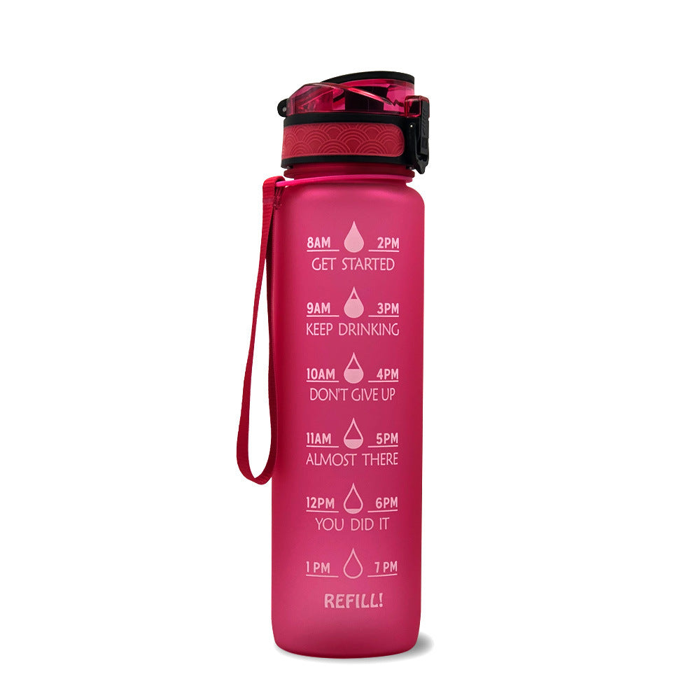 Borraccia Motivazionale 1L in Tritan con Indicatore Orario – Tappo a Scatto, Antiperdita, Ideale per Sport e Fitness