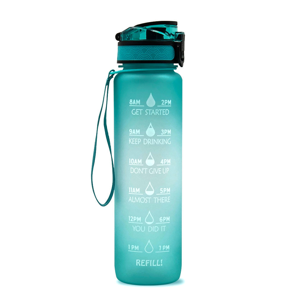 Borraccia Motivazionale 1L in Tritan con Indicatore Orario – Tappo a Scatto, Antiperdita, Ideale per Sport e Fitness