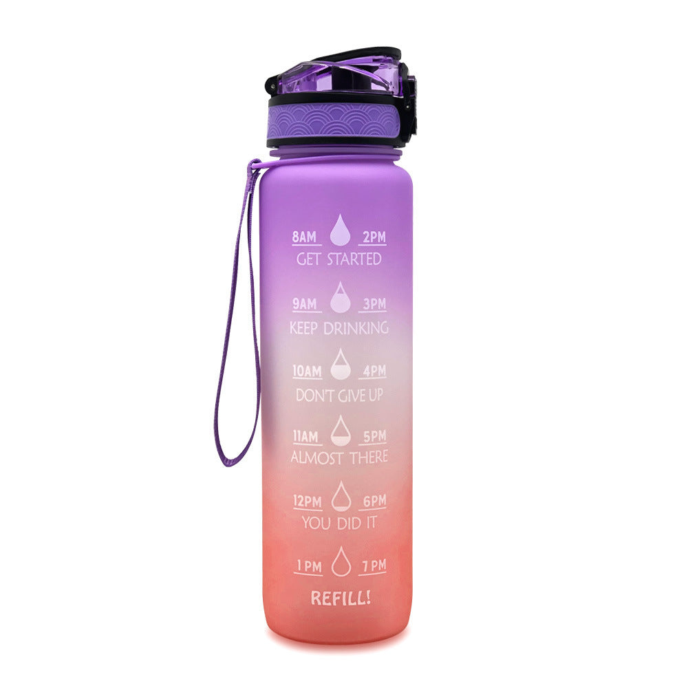 Borraccia Motivazionale 1L in Tritan con Indicatore Orario – Tappo a Scatto, Antiperdita, Ideale per Sport e Fitness
