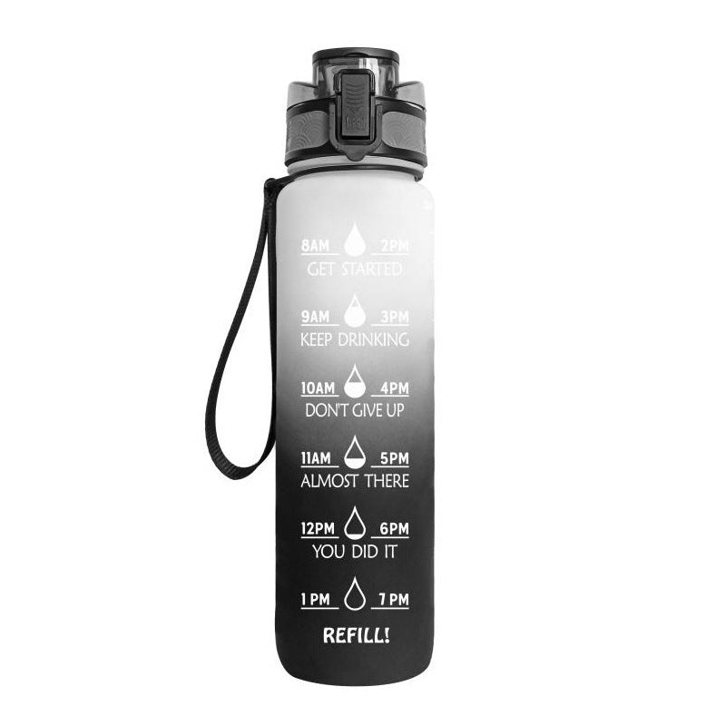 Borraccia Motivazionale 1L in Tritan con Indicatore Orario – Tappo a Scatto, Antiperdita, Ideale per Sport e Fitness