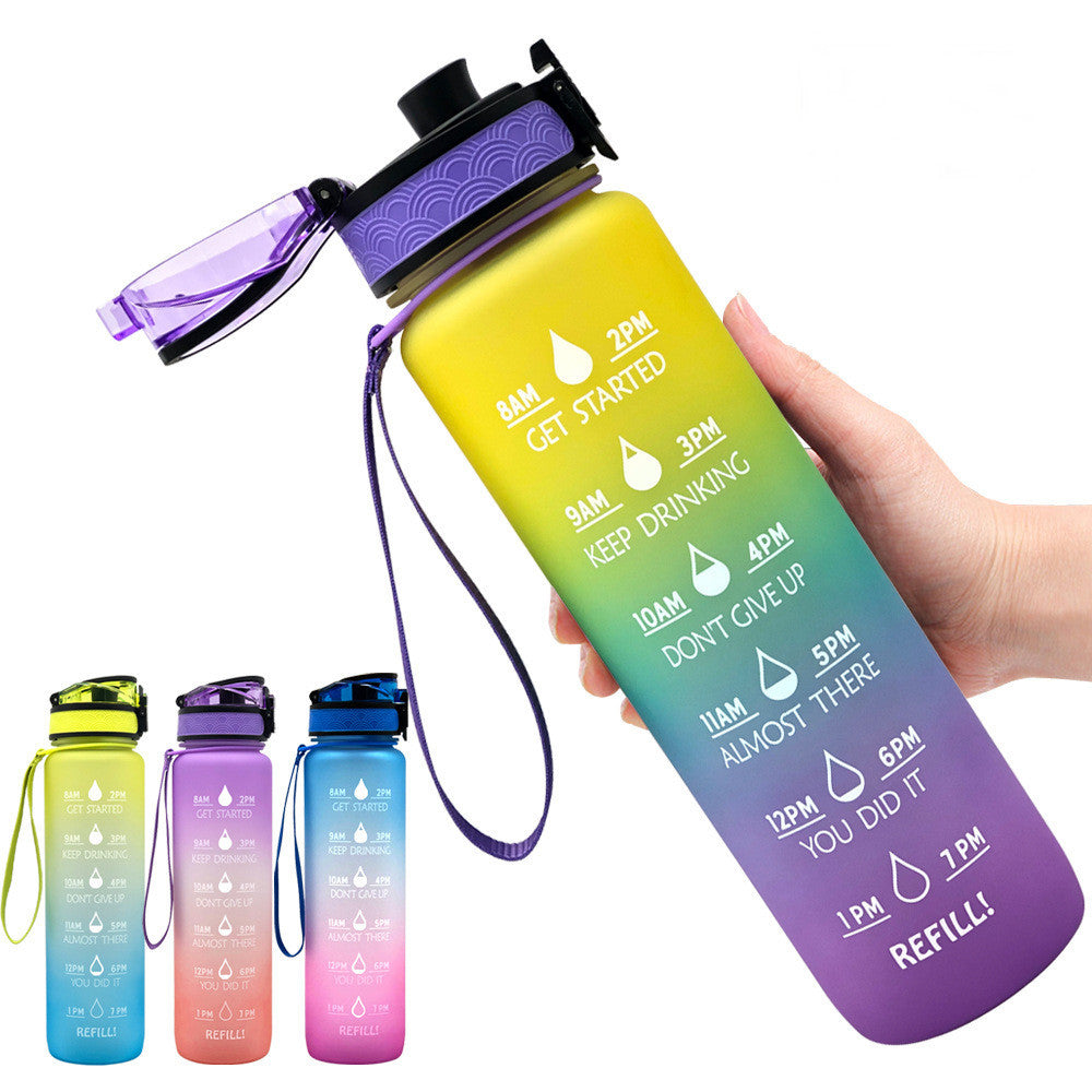 Borraccia Motivazionale 1L in Tritan con Indicatore Orario – Tappo a Scatto, Antiperdita, Ideale per Sport e Fitness