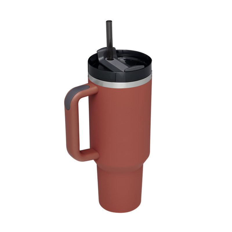 Tazza Termica 40 Oz con Manico e Cannuccia – Acciaio Inox, Spill-Proof, Isolata Sottovuoto, Perfetta per Caffè, Viaggi, Palestra e Ufficio