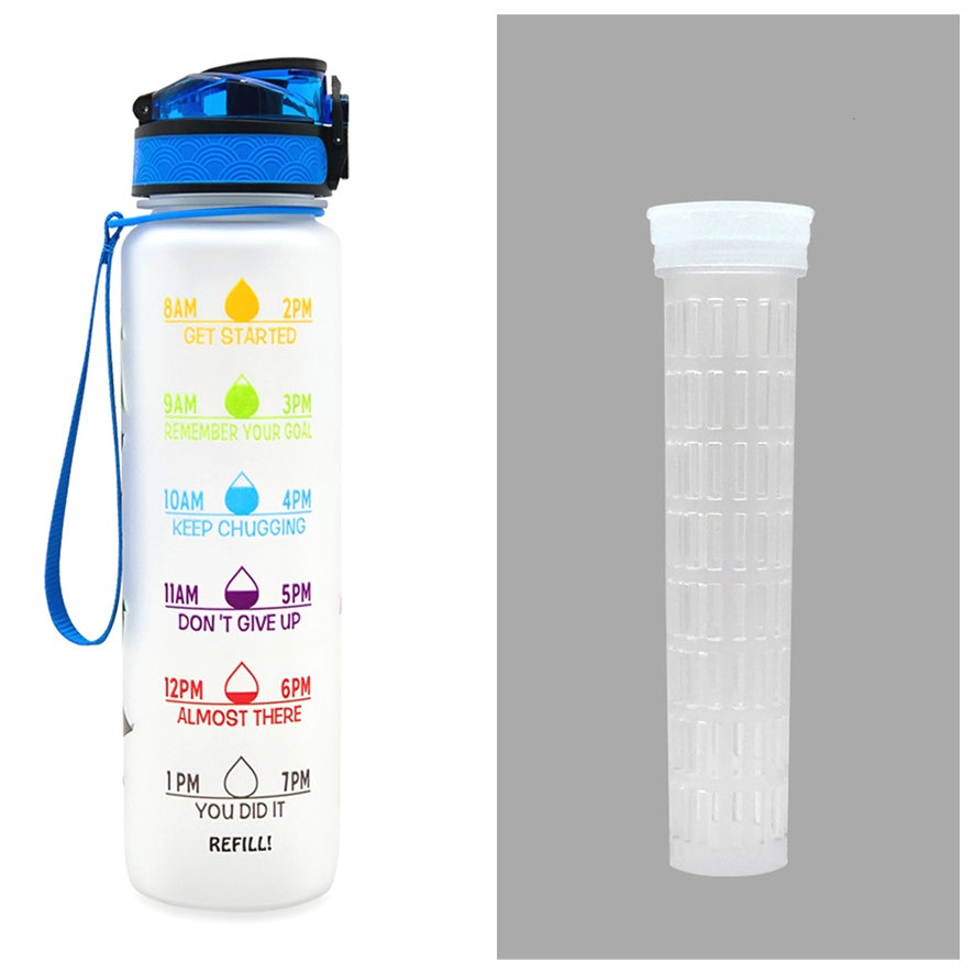 Borraccia Motivazionale 1L in Tritan con Indicatore Orario – Tappo a Scatto, Antiperdita, Ideale per Sport e Fitness