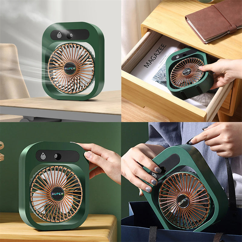 Ventilatore da Tavolo Rinfrescante 3 in 1 – USB, Portatile, Nebulizzatore e Umidificatore con 3 Velocità