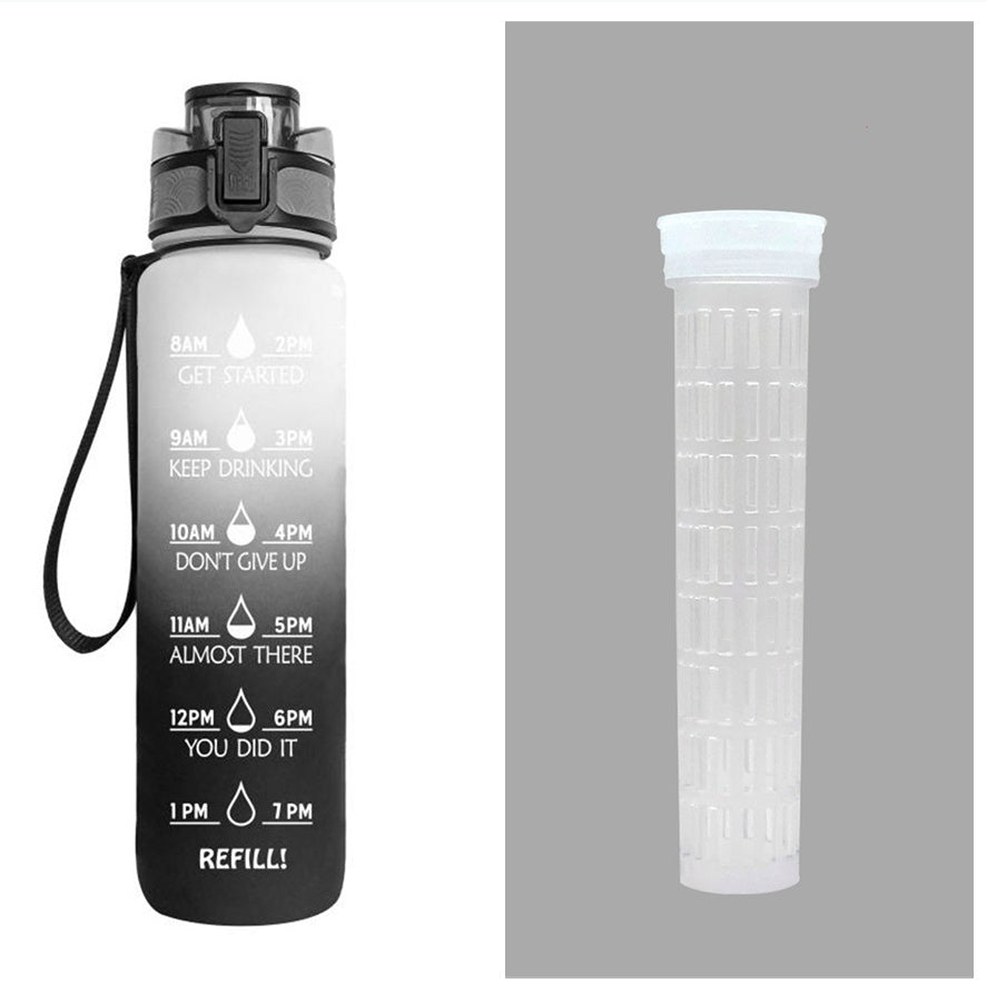 Borraccia Motivazionale 1L in Tritan con Indicatore Orario – Tappo a Scatto, Antiperdita, Ideale per Sport e Fitness