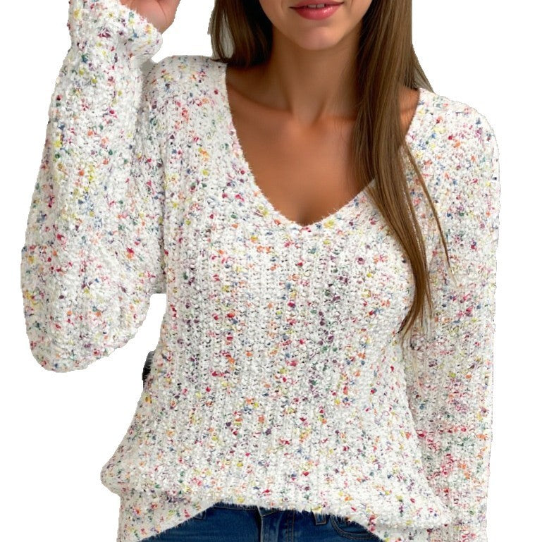 Maglione Donna Stile Oversize con Scollo a V e Maniche Lunghe