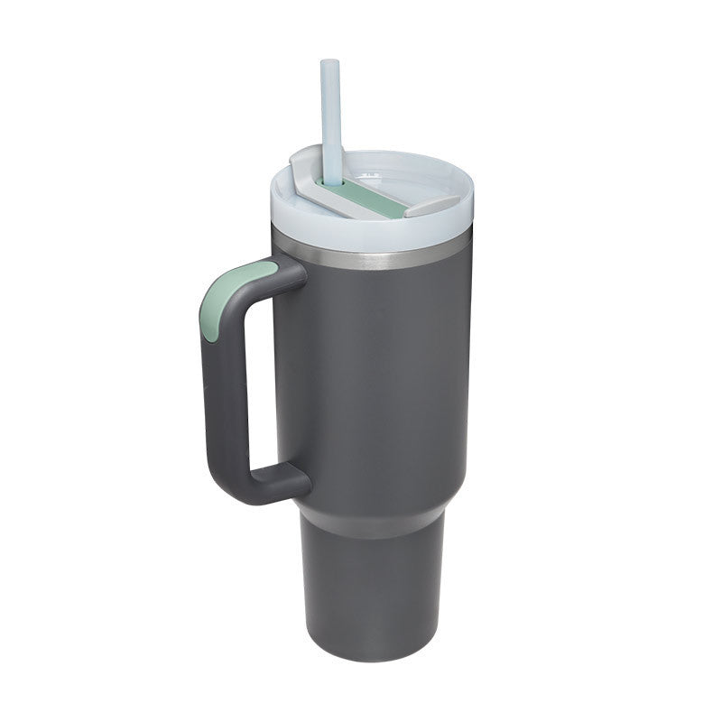 Tazza Termica 40 Oz con Manico e Cannuccia – Acciaio Inox, Spill-Proof, Isolata Sottovuoto, Perfetta per Caffè, Viaggi, Palestra e Ufficio