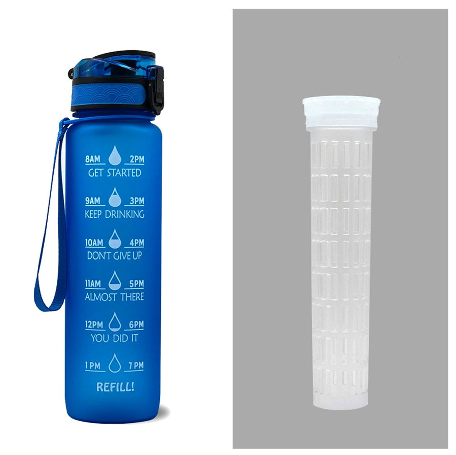 Borraccia Motivazionale 1L in Tritan con Indicatore Orario – Tappo a Scatto, Antiperdita, Ideale per Sport e Fitness