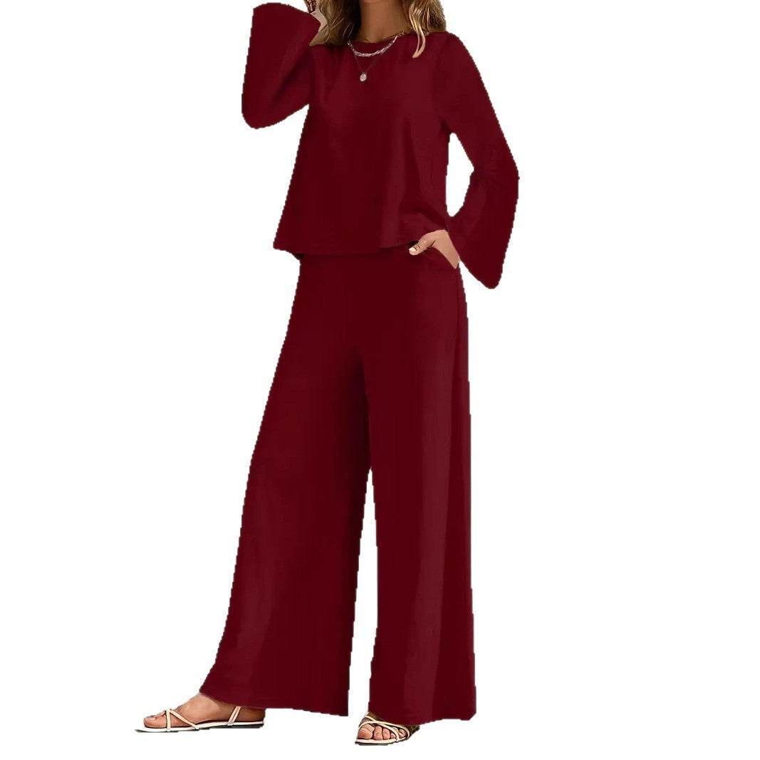 Completo Donna con Pantaloni Larghi e Maglia a Maniche Lunghe – Stile Loose