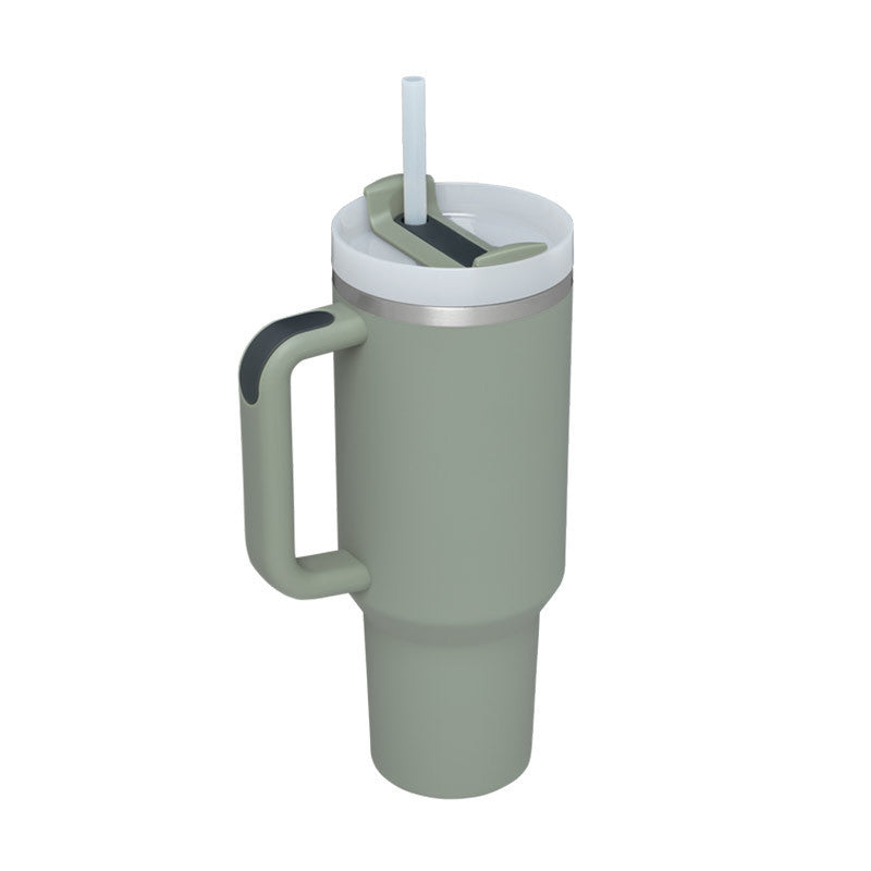 Tazza Termica 40 Oz con Manico e Cannuccia – Acciaio Inox, Spill-Proof, Isolata Sottovuoto, Perfetta per Caffè, Viaggi, Palestra e Ufficio