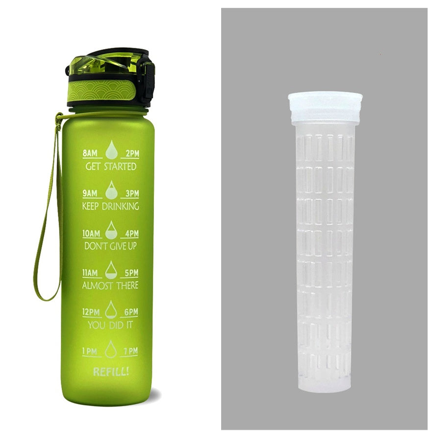 Borraccia Motivazionale 1L in Tritan con Indicatore Orario – Tappo a Scatto, Antiperdita, Ideale per Sport e Fitness
