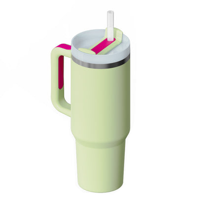 Tazza Termica 40 Oz con Manico e Cannuccia – Acciaio Inox, Spill-Proof, Isolata Sottovuoto, Perfetta per Caffè, Viaggi, Palestra e Ufficio