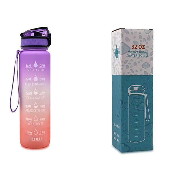 Borraccia Motivazionale 1L in Tritan con Indicatore Orario – Tappo a Scatto, Antiperdita, Ideale per Sport e Fitness