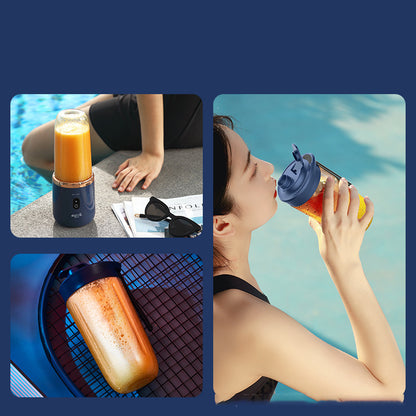 Frullatore Portatile 140W – Mini Juicer Ricaricabile USB 400ml, Funzione Smoothie, Milkshake, Sbattitore Uova – Colore Blu Tunisino