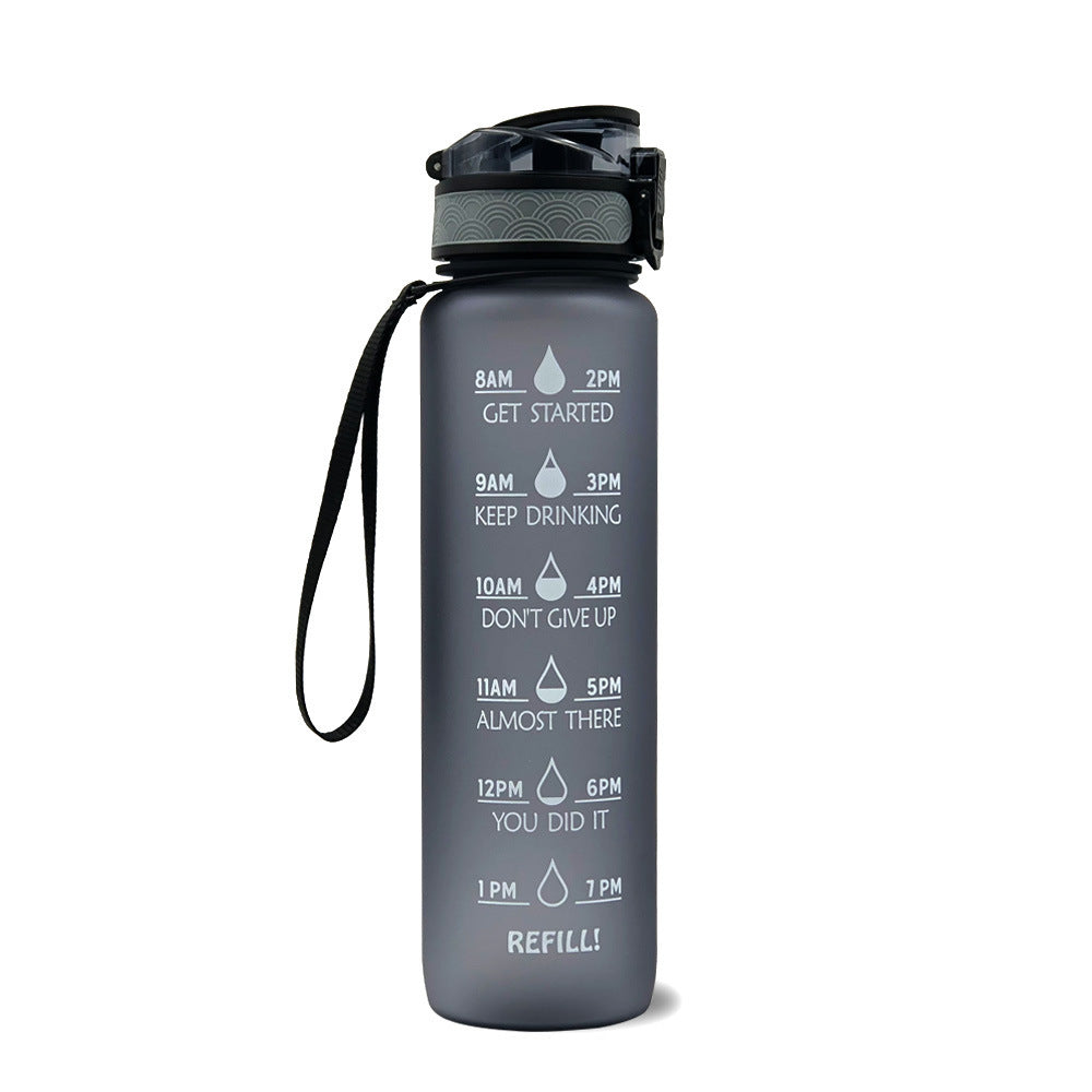 Borraccia Motivazionale 1L in Tritan con Indicatore Orario – Tappo a Scatto, Antiperdita, Ideale per Sport e Fitness