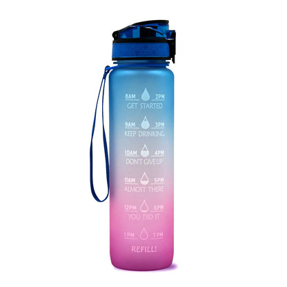 Borraccia Motivazionale 1L in Tritan con Indicatore Orario – Tappo a Scatto, Antiperdita, Ideale per Sport e Fitness
