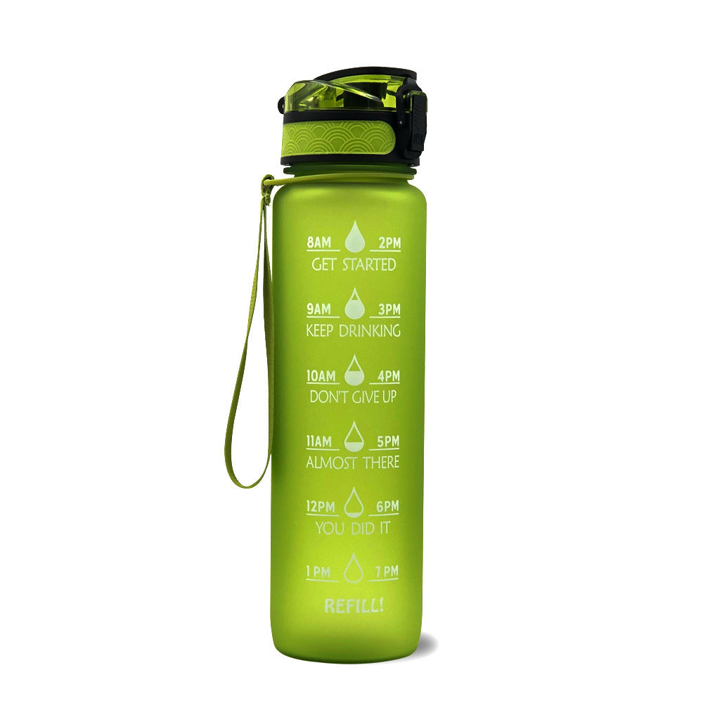 Borraccia Motivazionale 1L in Tritan con Indicatore Orario – Tappo a Scatto, Antiperdita, Ideale per Sport e Fitness