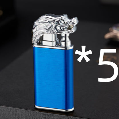 Accendino Antivento Doppia Fiamma in Metallo – Design Creativo Delfino, Drago e Tigre | Ricaricabile e Portatile