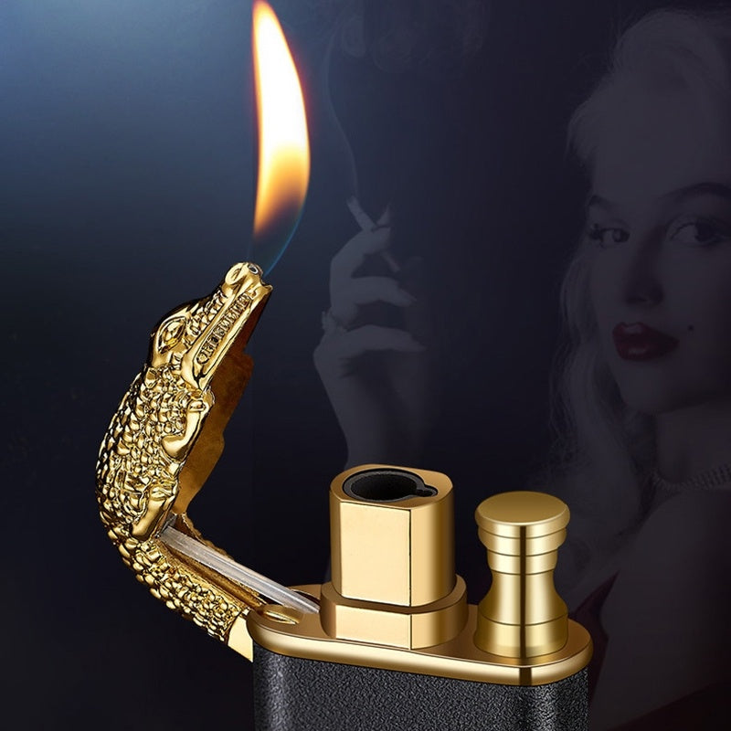 Accendino Antivento Doppia Fiamma in Metallo – Design Creativo Delfino, Drago e Tigre | Ricaricabile e Portatile