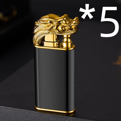 Accendino Antivento Doppia Fiamma in Metallo – Design Creativo Delfino, Drago e Tigre | Ricaricabile e Portatile