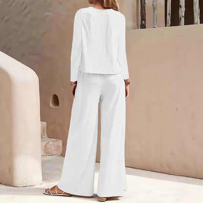 Completo Donna con Pantaloni Larghi e Maglia a Maniche Lunghe – Stile Loose