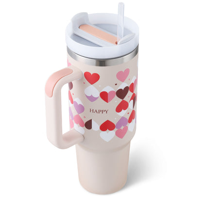 Tazza Termica 40 Oz con Manico e Cannuccia – Acciaio Inox, Spill-Proof, Isolata Sottovuoto, Perfetta per Caffè, Viaggi, Palestra e Ufficio
