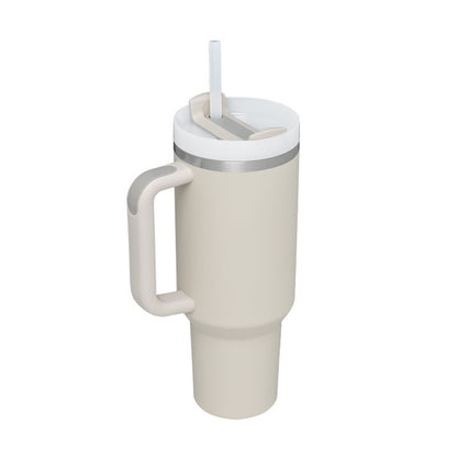 Tazza Termica 40 Oz con Manico e Cannuccia – Acciaio Inox, Spill-Proof, Isolata Sottovuoto, Perfetta per Caffè, Viaggi, Palestra e Ufficio