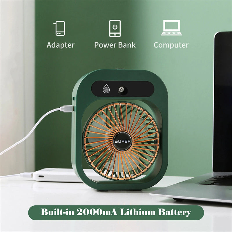 Ventilatore da Tavolo Rinfrescante 3 in 1 – USB, Portatile, Nebulizzatore e Umidificatore con 3 Velocità