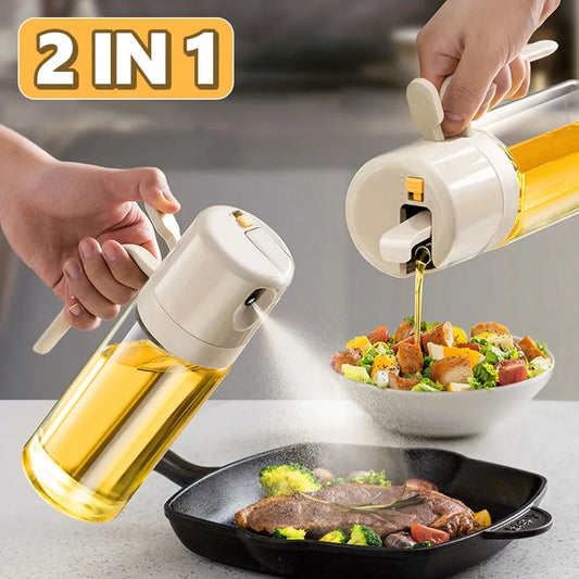 Bottiglia Spray 2 in 1 per Olio e Aceto – Dispenser per Cucina, BBQ e Cottura, Versatore e Nebulizzatore per Olio d’Oliva