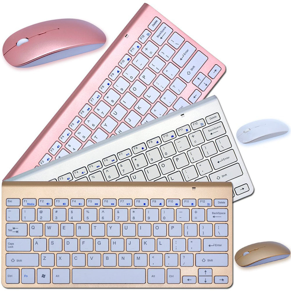 Kit Tastiera e Mouse Wireless 2.4G – Mini Combo Portatile per Laptop, PC, Smart TV e PS4