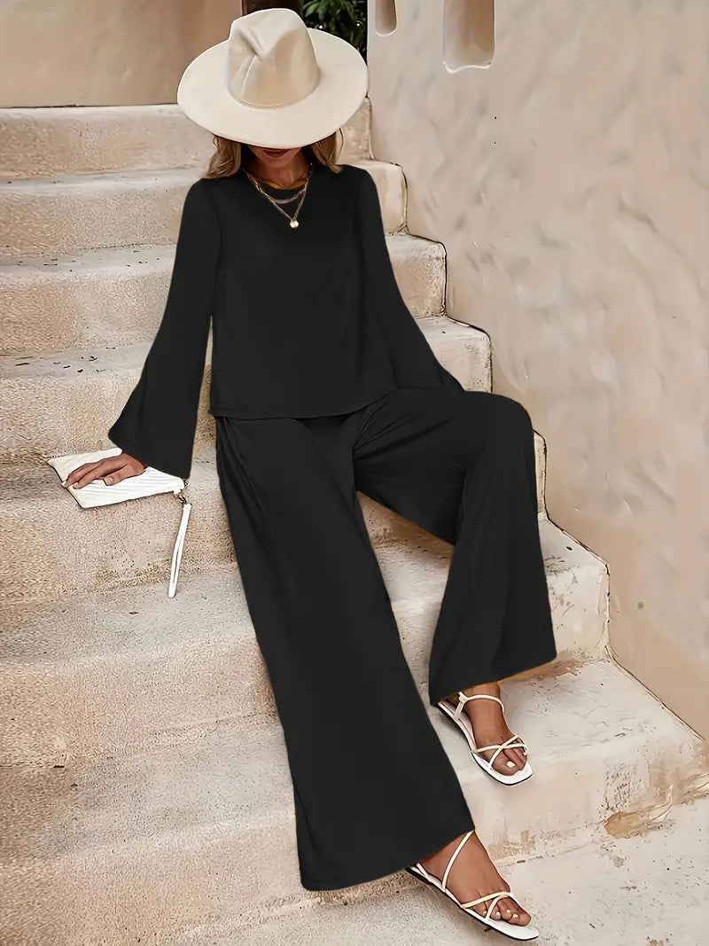 Completo Donna con Pantaloni Larghi e Maglia a Maniche Lunghe – Stile Loose