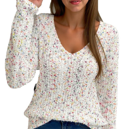 Maglione Donna Stile Oversize con Scollo a V e Maniche Lunghe