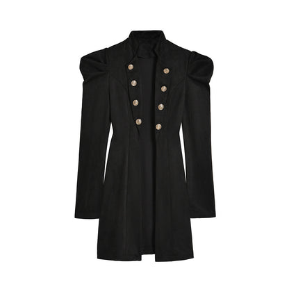 Cappotto Donna Elegante Doppiopetto in Suede – Vita Sagomata, Stile Commuting