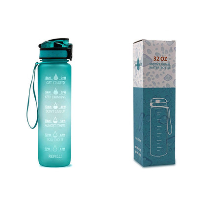 Borraccia Motivazionale 1L in Tritan con Indicatore Orario – Tappo a Scatto, Antiperdita, Ideale per Sport e Fitness