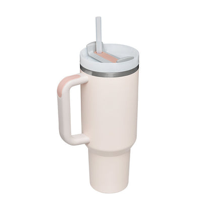 Tazza Termica 40 Oz con Manico e Cannuccia – Acciaio Inox, Spill-Proof, Isolata Sottovuoto, Perfetta per Caffè, Viaggi, Palestra e Ufficio