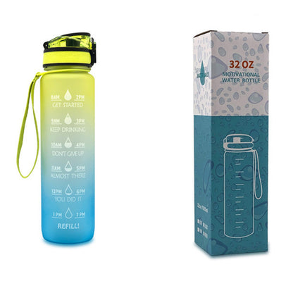 Borraccia Motivazionale 1L in Tritan con Indicatore Orario – Tappo a Scatto, Antiperdita, Ideale per Sport e Fitness