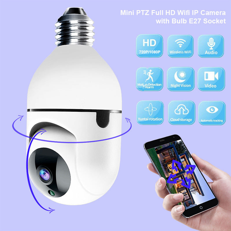 Lampadina Camera IP Wireless – Yilot APP, Pan-Tilt, Sicurezza Casa con WiFi