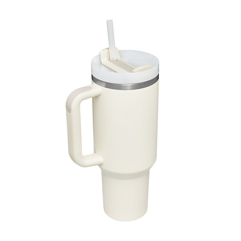 Tazza Termica 40 Oz con Manico e Cannuccia – Acciaio Inox, Spill-Proof, Isolata Sottovuoto, Perfetta per Caffè, Viaggi, Palestra e Ufficio