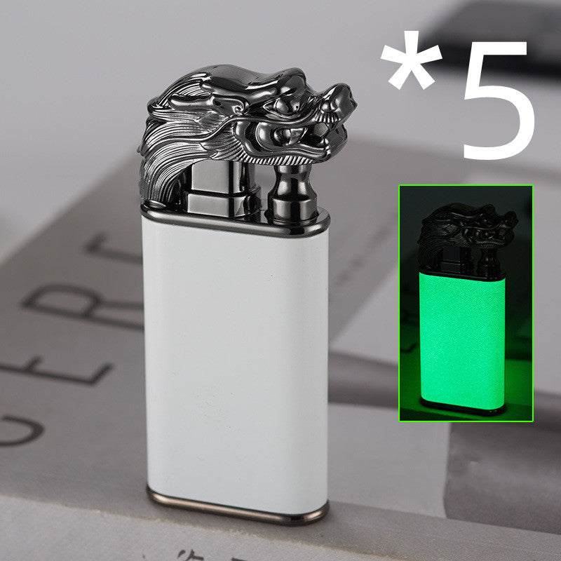 Accendino Antivento Doppia Fiamma in Metallo – Design Creativo Delfino, Drago e Tigre | Ricaricabile e Portatile