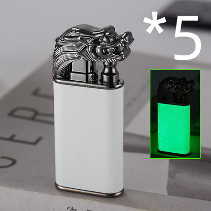 Accendino Antivento Doppia Fiamma in Metallo – Design Creativo Delfino, Drago e Tigre | Ricaricabile e Portatile