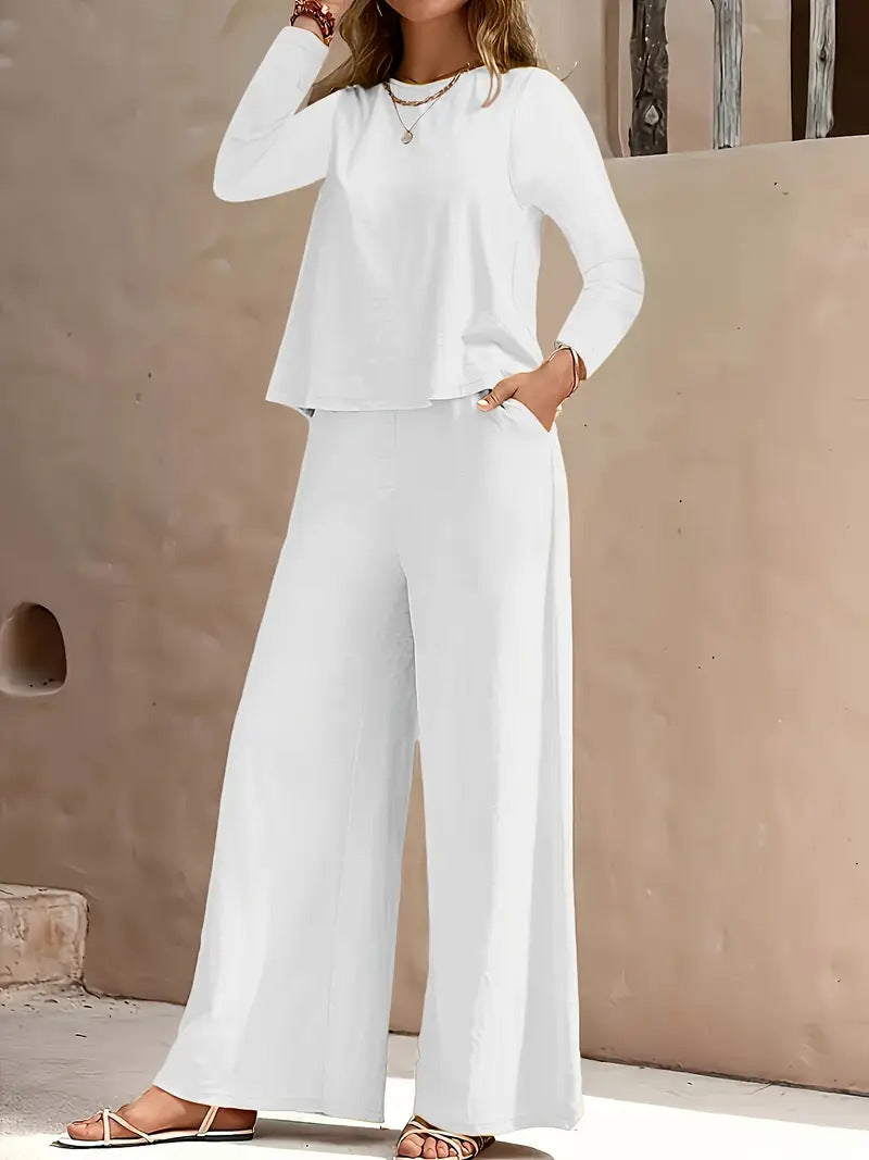 Completo Donna con Pantaloni Larghi e Maglia a Maniche Lunghe – Stile Loose