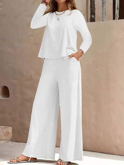 Completo Donna con Pantaloni Larghi e Maglia a Maniche Lunghe – Stile Loose