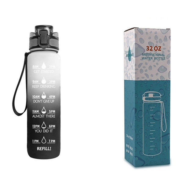 Borraccia Motivazionale 1L in Tritan con Indicatore Orario – Tappo a Scatto, Antiperdita, Ideale per Sport e Fitness