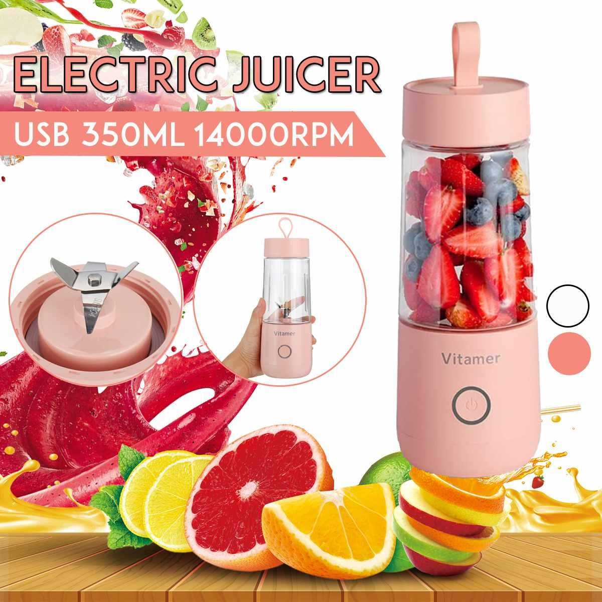 Frullatore Portatile 350ml USB – Bottiglia Elettrica Ricaricabile per Smoothie, Succo e Slushy