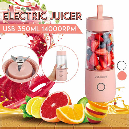 Frullatore Portatile 350ml USB – Bottiglia Elettrica Ricaricabile per Smoothie, Succo e Slushy