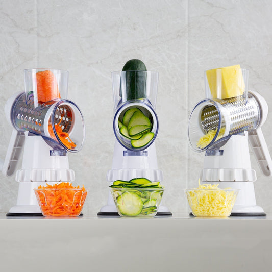 3 in 1 Affettaverdure Manuale e 2 in 1 Stampo Ghiaccio in Silicone – Grattugia, Mandolina, Sminuzzatore e Bottiglia Ice Ball Creativa per Cucina