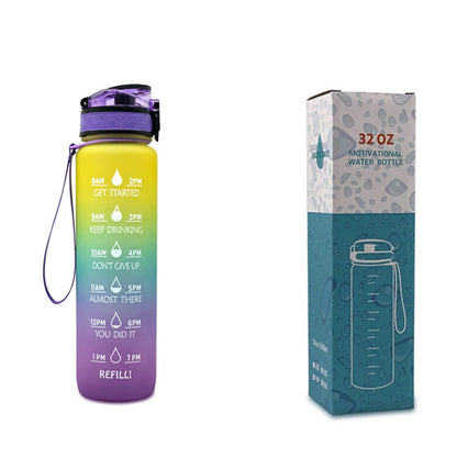Borraccia Motivazionale 1L in Tritan con Indicatore Orario – Tappo a Scatto, Antiperdita, Ideale per Sport e Fitness
